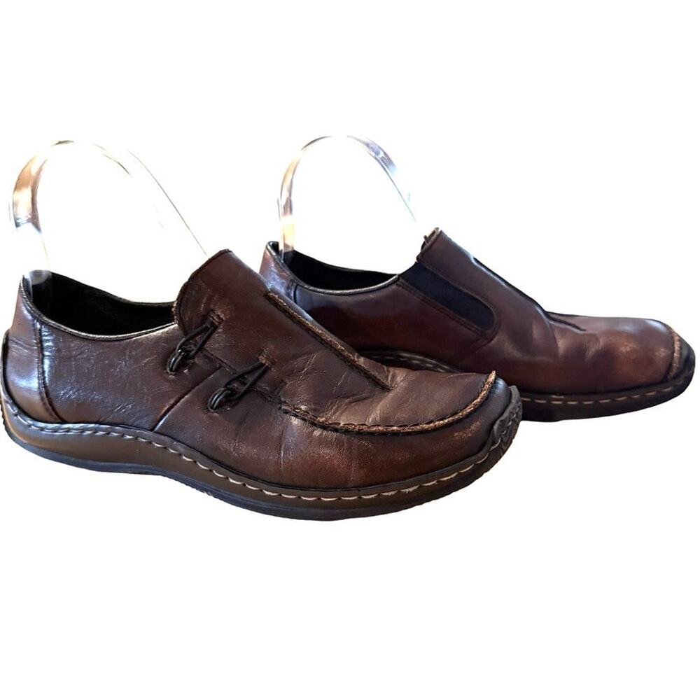 Rieker Celia Antistress Brown Leather Slip On Flats Comfort Casual Shoes 39 / 8